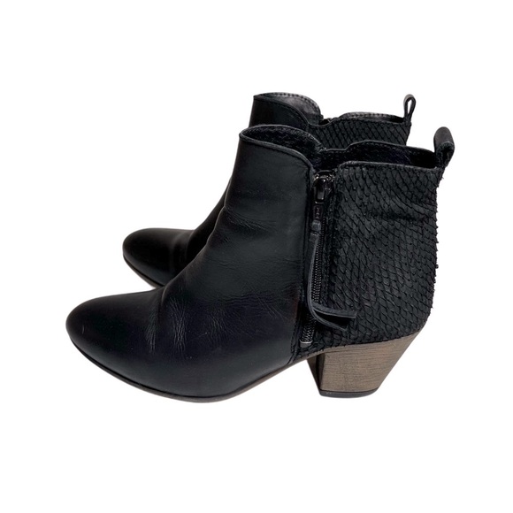 Eos Cisco Black Genuine Leather Chelsea Ankle Zip up Boots snake 38 8 - Picture 3 of 12